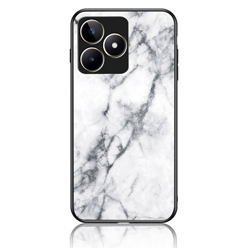 Silicone Frame Fashionable Pattern Mirror Case Cover for Realme C51 White