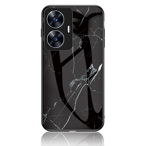 Silicone Frame Fashionable Pattern Mirror Case Cover for Realme C55 Black