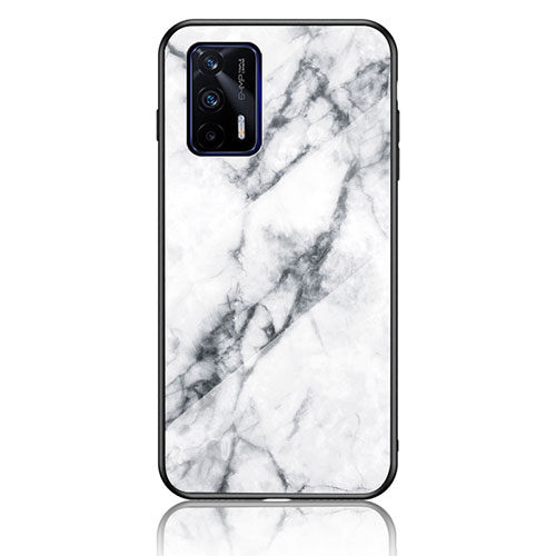 Silicone Frame Fashionable Pattern Mirror Case Cover for Realme GT 5G White