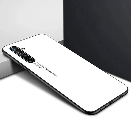 Silicone Frame Fashionable Pattern Mirror Case Cover for Realme XT White