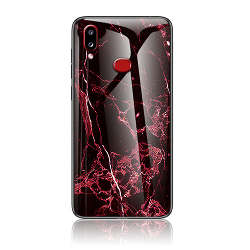 Silicone Frame Fashionable Pattern Mirror Case Cover for Samsung Galaxy A10s Red