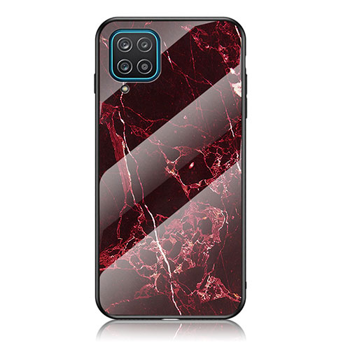 Silicone Frame Fashionable Pattern Mirror Case Cover for Samsung Galaxy A12 Nacho Red