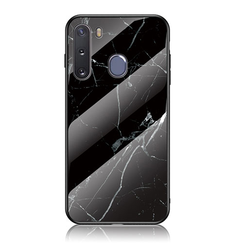 Silicone Frame Fashionable Pattern Mirror Case Cover for Samsung Galaxy A21 European Black