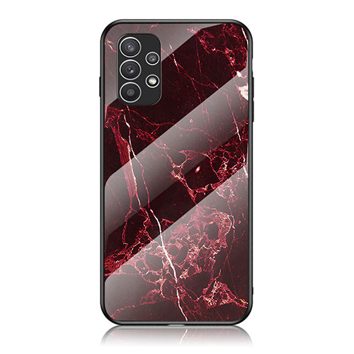 Silicone Frame Fashionable Pattern Mirror Case Cover for Samsung Galaxy A23 5G Red