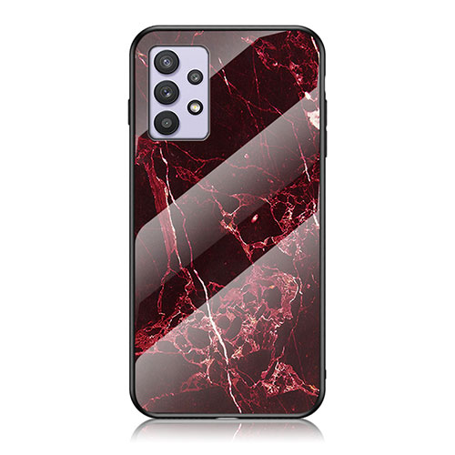 Silicone Frame Fashionable Pattern Mirror Case Cover for Samsung Galaxy A32 5G Red