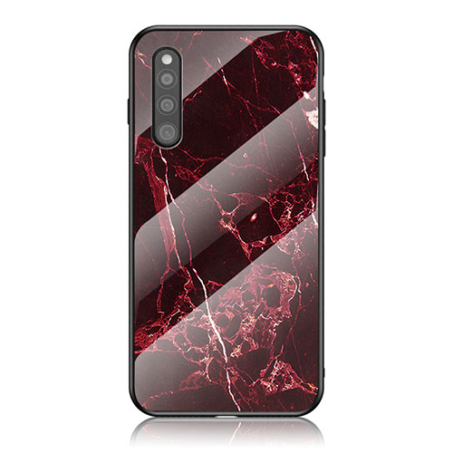 Silicone Frame Fashionable Pattern Mirror Case Cover for Samsung Galaxy A41 SC-41A Red