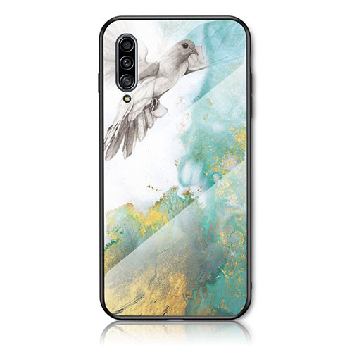 Silicone Frame Fashionable Pattern Mirror Case Cover for Samsung Galaxy A50 Green