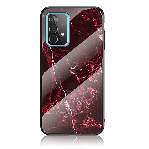 Silicone Frame Fashionable Pattern Mirror Case Cover for Samsung Galaxy A52 5G Red