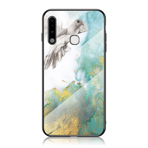 Silicone Frame Fashionable Pattern Mirror Case Cover for Samsung Galaxy A70E Green