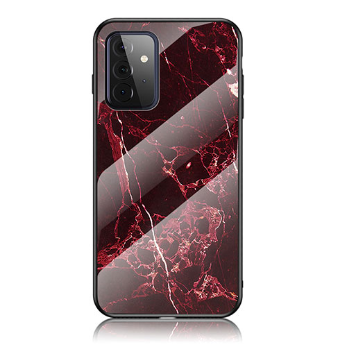 Silicone Frame Fashionable Pattern Mirror Case Cover for Samsung Galaxy A72 5G Red