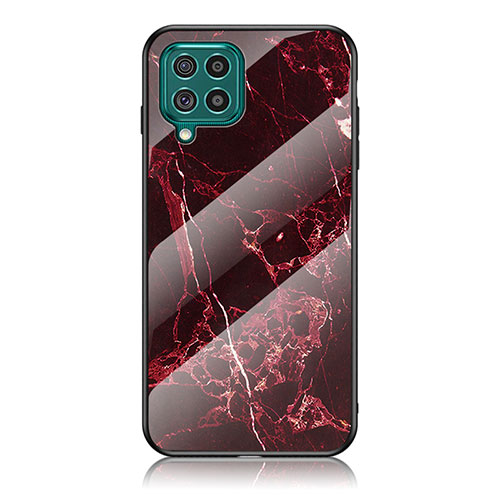 Silicone Frame Fashionable Pattern Mirror Case Cover for Samsung Galaxy F62 5G Red