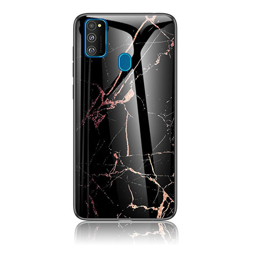 Silicone Frame Fashionable Pattern Mirror Case Cover for Samsung Galaxy M30s Gold and Black