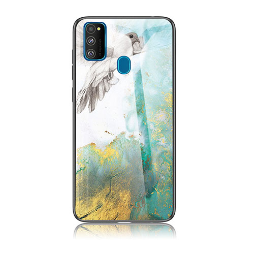 Silicone Frame Fashionable Pattern Mirror Case Cover for Samsung Galaxy M30s Green