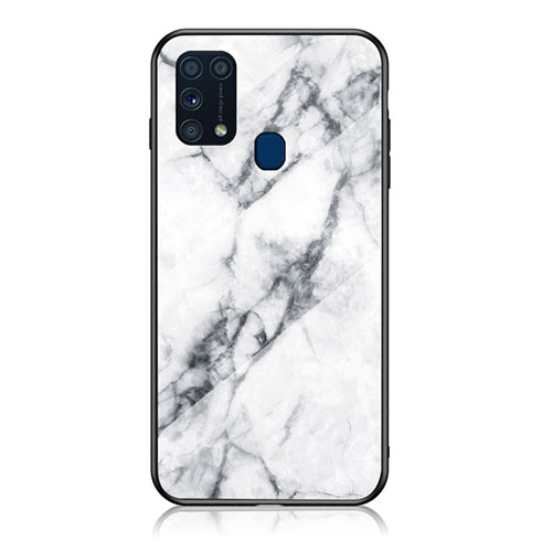 Silicone Frame Fashionable Pattern Mirror Case Cover for Samsung Galaxy M31 Prime Edition White