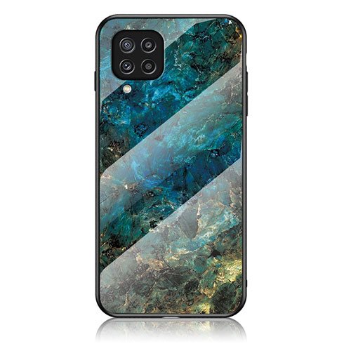 Silicone Frame Fashionable Pattern Mirror Case Cover for Samsung Galaxy M32 4G Blue