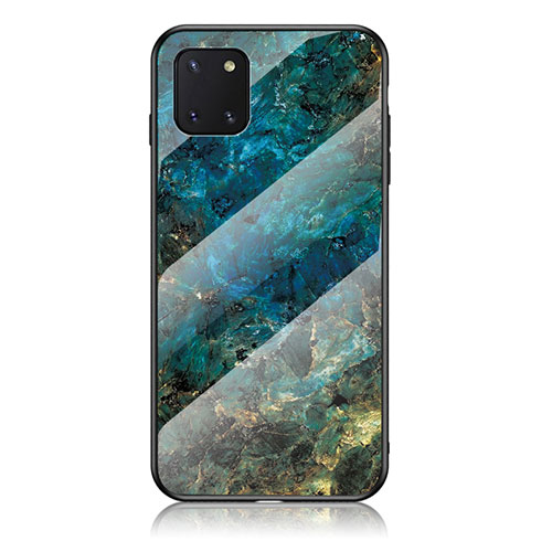 Silicone Frame Fashionable Pattern Mirror Case Cover for Samsung Galaxy M60s Blue