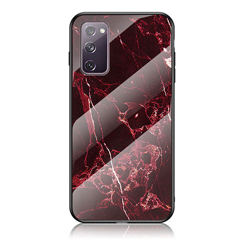 Silicone Frame Fashionable Pattern Mirror Case Cover for Samsung Galaxy S20 FE (2022) 5G Red