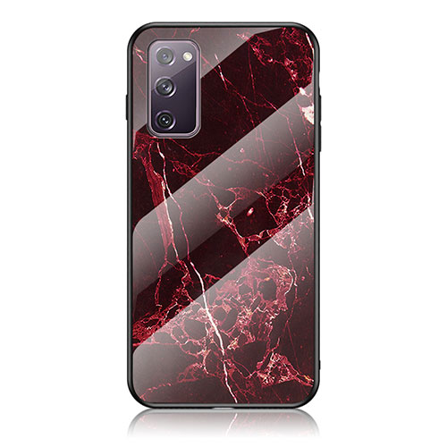 Silicone Frame Fashionable Pattern Mirror Case Cover for Samsung Galaxy S20 FE 4G Red