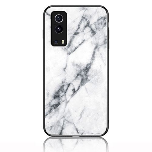 Silicone Frame Fashionable Pattern Mirror Case Cover for Vivo iQOO Z3 5G White