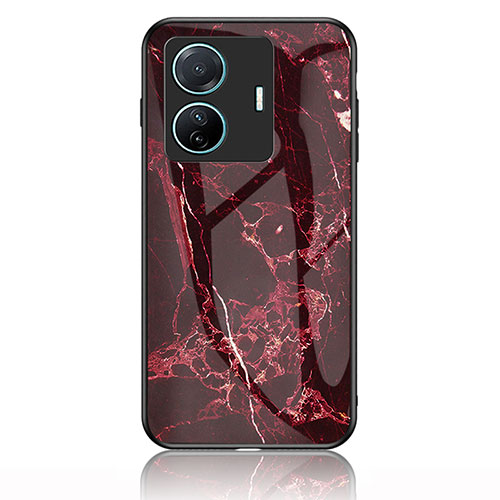 Silicone Frame Fashionable Pattern Mirror Case Cover for Vivo iQOO Z6 Pro 5G Red