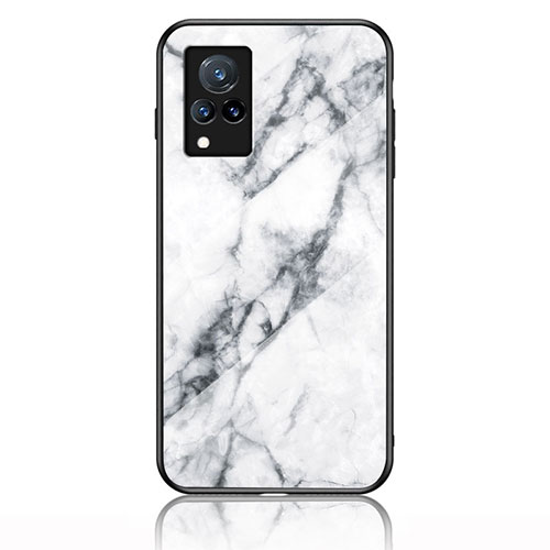 Silicone Frame Fashionable Pattern Mirror Case Cover for Vivo V21s 5G White