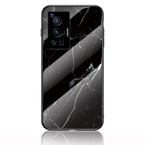 Silicone Frame Fashionable Pattern Mirror Case Cover for Vivo X70 Pro 5G Black