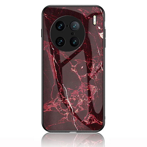 Silicone Frame Fashionable Pattern Mirror Case Cover for Vivo X90 Pro+ Plus 5G Red