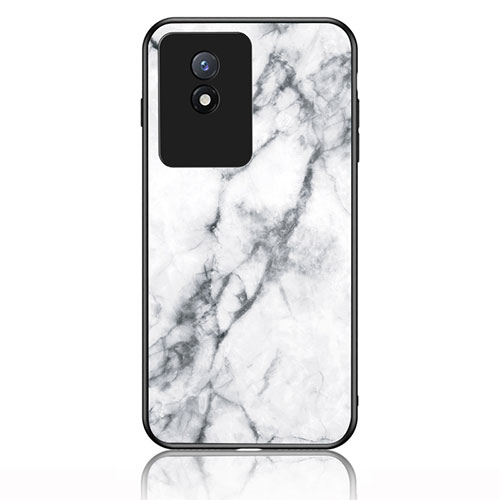 Silicone Frame Fashionable Pattern Mirror Case Cover for Vivo Y02 White