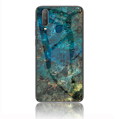 Silicone Frame Fashionable Pattern Mirror Case Cover for Vivo Y11 Blue