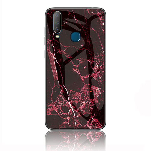 Silicone Frame Fashionable Pattern Mirror Case Cover for Vivo Y12 Red