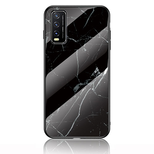 Silicone Frame Fashionable Pattern Mirror Case Cover for Vivo Y12A Black