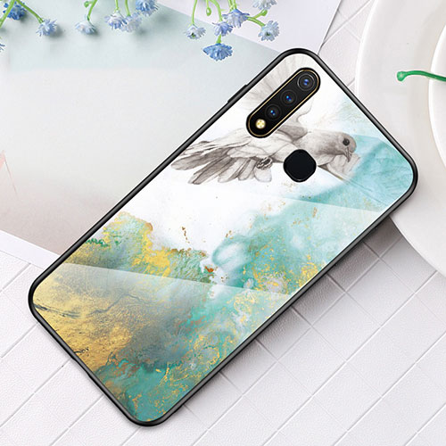 Silicone Frame Fashionable Pattern Mirror Case Cover for Vivo Y19 Green