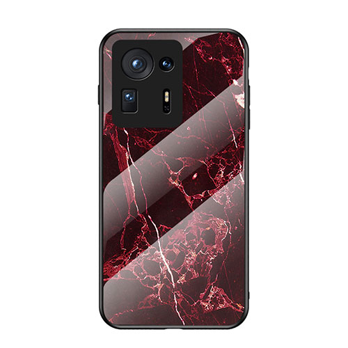 Silicone Frame Fashionable Pattern Mirror Case Cover for Xiaomi Mi Mix 4 5G Red