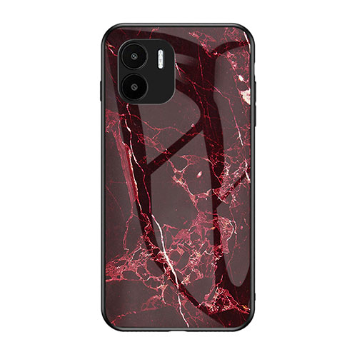 Silicone Frame Fashionable Pattern Mirror Case Cover for Xiaomi Poco C50 Red