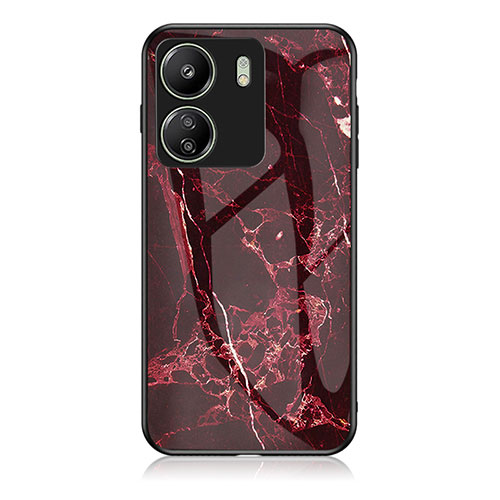 Silicone Frame Fashionable Pattern Mirror Case Cover for Xiaomi Poco C65 Red