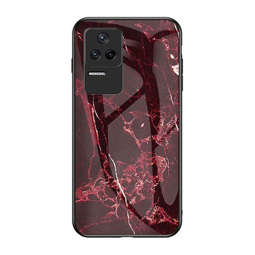 Silicone Frame Fashionable Pattern Mirror Case Cover for Xiaomi Poco F4 5G Red