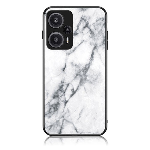 Silicone Frame Fashionable Pattern Mirror Case Cover for Xiaomi Poco F5 5G White