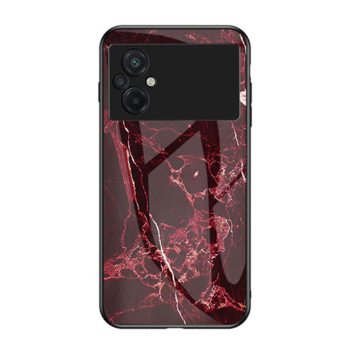 Silicone Frame Fashionable Pattern Mirror Case Cover for Xiaomi Poco M5 4G Red