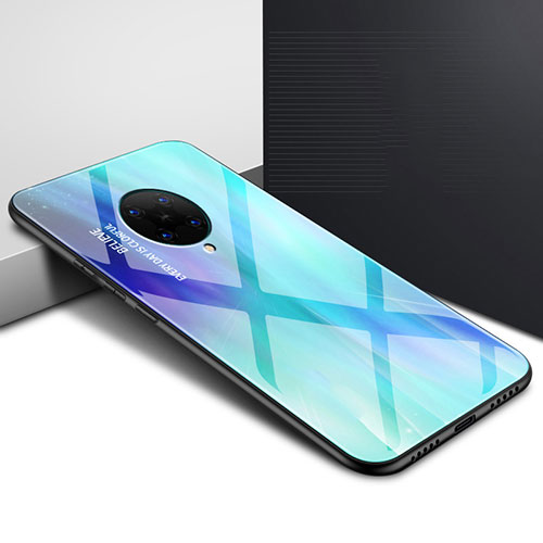 Silicone Frame Fashionable Pattern Mirror Case Cover for Xiaomi Redmi K30 Pro 5G Cyan