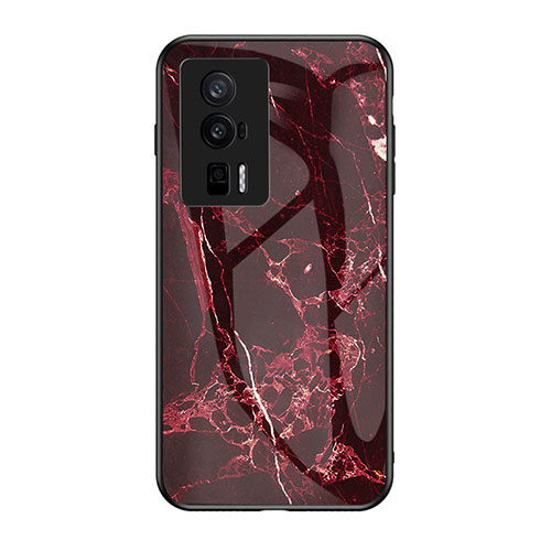 Silicone Frame Fashionable Pattern Mirror Case Cover for Xiaomi Redmi K60 5G Red