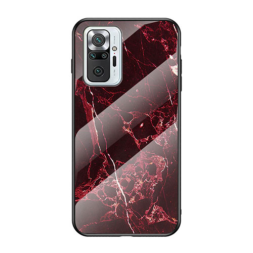 Silicone Frame Fashionable Pattern Mirror Case Cover for Xiaomi Redmi Note 10 Pro Max Red