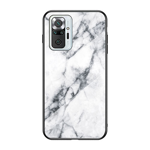 Silicone Frame Fashionable Pattern Mirror Case Cover for Xiaomi Redmi Note 10 Pro Max White