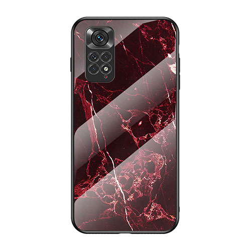 Silicone Frame Fashionable Pattern Mirror Case Cover for Xiaomi Redmi Note 11 4G (2022) Red