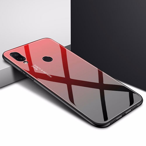 Silicone Frame Fashionable Pattern Mirror Case Cover for Xiaomi Redmi Note 7 Pro Red