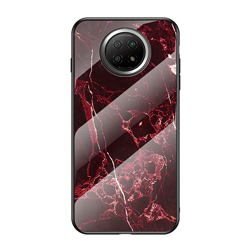 Silicone Frame Fashionable Pattern Mirror Case Cover for Xiaomi Redmi Note 9T 5G Red