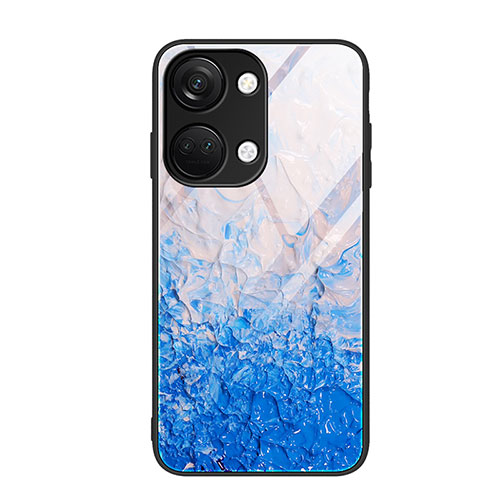 Silicone Frame Fashionable Pattern Mirror Case Cover JM1 for OnePlus Nord 3 5G Sky Blue