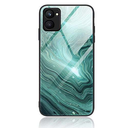 Silicone Frame Fashionable Pattern Mirror Case Cover JM1 for Realme C33 (2023) Green