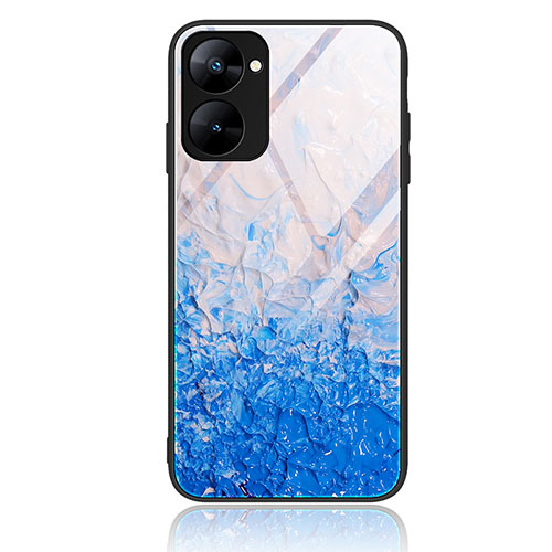 Silicone Frame Fashionable Pattern Mirror Case Cover JM1 for Realme Q5x 5G Sky Blue