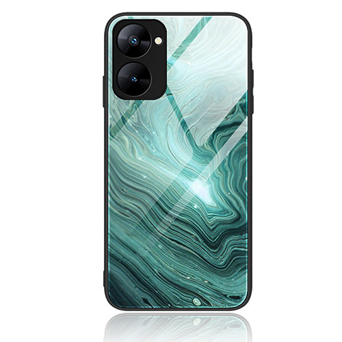 Silicone Frame Fashionable Pattern Mirror Case Cover JM1 for Realme V20 5G Green