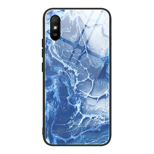 Silicone Frame Fashionable Pattern Mirror Case Cover JM1 for Xiaomi Redmi 9A Navy Blue